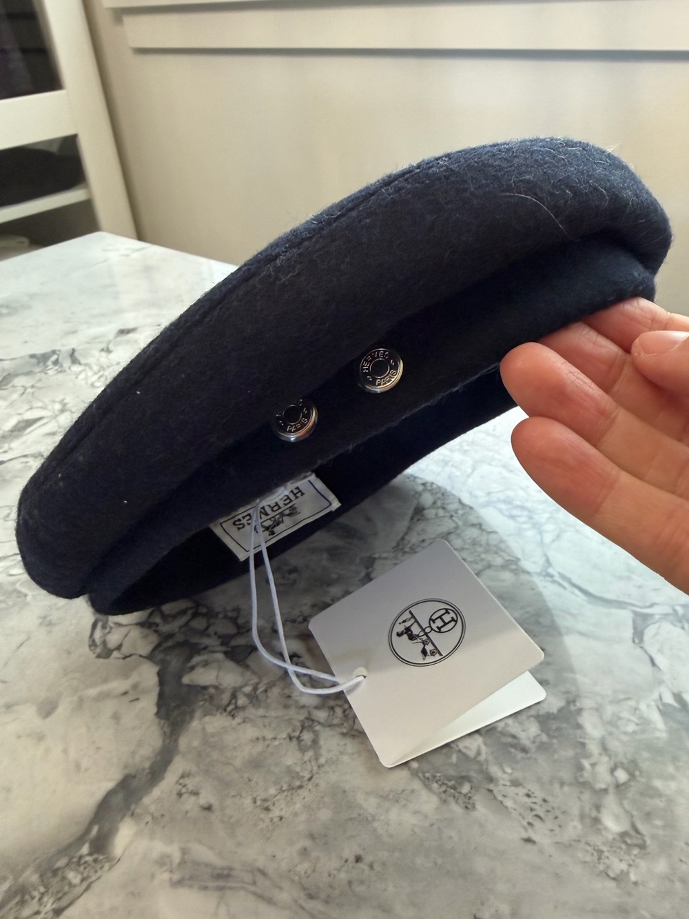 NWT ~ AUTH Hermès Navy Blue Wool Beret Hat - Picture 3 of 6